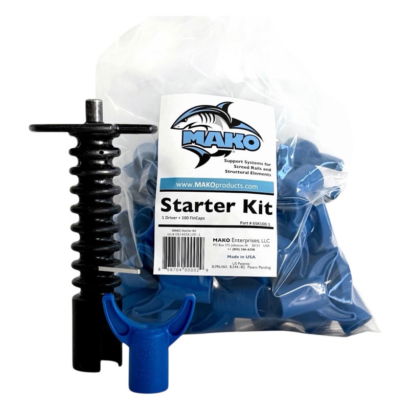 MAKO Starter Kit â€“ Driver & (50) FinCap Concrete Screed Support Chairs for Accurate Slab-on-Grade Construction - Easy Screed System Tool â€“ Holds Up to 1000 lbs â€“ Fins Screed Pipe Chairs - Image 1